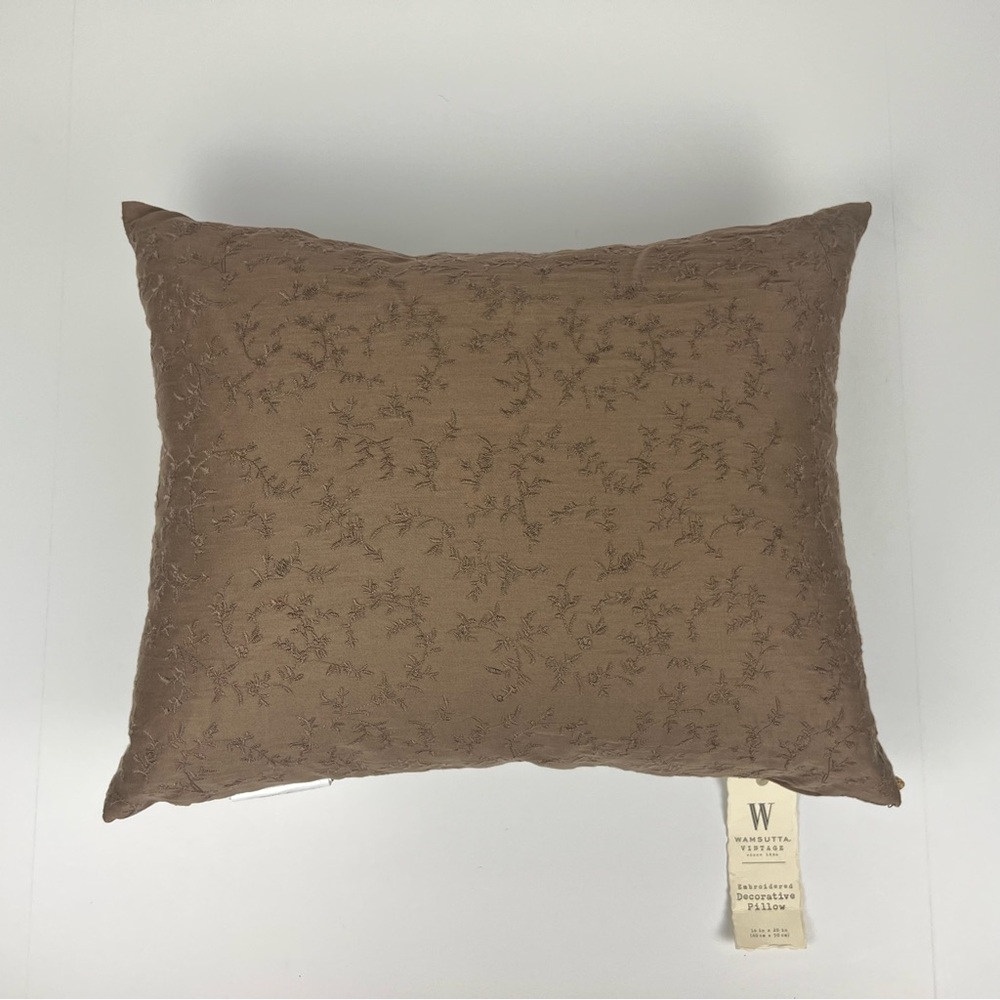 Wamsutta® Vintage Embroidered Linen Brown Throw Pillow